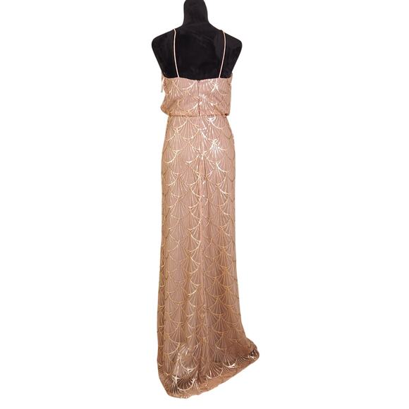 SORELLA VITA Rose Gold Sequin Maxi Dress, Size 6 - Picture 3 of 12